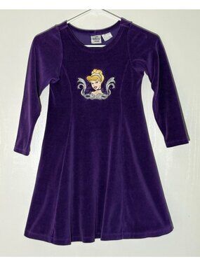 Disney Store Girls Purple Velour Cinderella Long Sleeve Dress Size 8/10